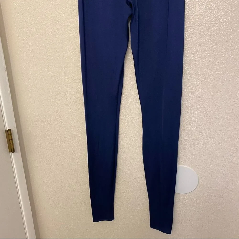 Kelle dance 2 piece blue mesh flocked crop top leggings pants light switch MA